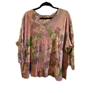 Floral V-Neck Women's Top - Purple